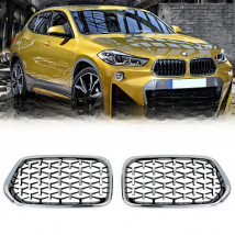 Diamond Front Kidney Grilles Kidney Grill Replacement For BMW X2 F39 2018 2019 2020 2021 Meteor Style High Quality ABS Plastic