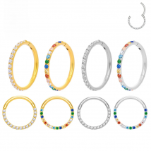 G23 Titanium Hinge Nose Rings Rainbow CZ Zircon Women Hoop Earrings Septum Piercing Clicker 16G Tragus Cartilage Helix Jewelry