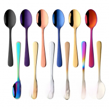 1PCS Mini Tea Spoon Stainless Steel Cutlery Set Unique Rainbow Dessert Spoon Gold Tea Spoons Small Coffee Spoon Scoop