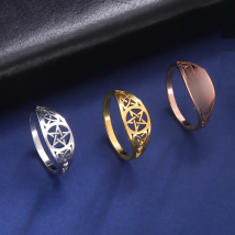 Skyrim Stainless Steel Irish Knot Pentagram Star Ring for Women Men Supernatural Wicca Amulet Rings Jewelry Gifts Wholesale 2025