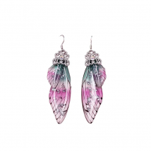 Fashion Handmade Femme Wing Drop Earrings Gold Color Fairy Tale Cicada Wings Earrings Rhinestone Purple Earrings Vintage Jewelry