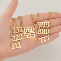 Personalize 111 222 333 444 555 666 777 888 999 Necklace Women Men Stainless Steel Angel Number Necklace Jewelry Birthday Gift