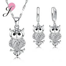 Owl Pretty Shape 925 Sterling Silver Fashion Jewelry Set With AAA+ Cubic Zirconia Women Necklace & Earrings & Pendant