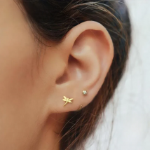 WOOZU Minimalist Real 925 Sterling Silver Mini Glossy Dragonfly Stud Earrings for Women Girls Jewelry Accessories Birthday Gifts