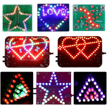DIY Electronic Kit Heart Triangle Star Shaped Colorful LED Flashing Light Music Spectrum Indicator Display Soldering Practice