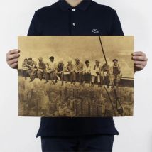 Vintage Classic The Lunch Time on The Top of Skyscraper Poster Retro Kraft Paper Bar Cafe Home Decor Wall Sticker 51x35cm