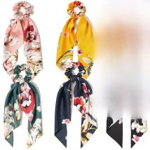 Vintage oil painting Printed Knot Streamers Long Hair Ribbon Hair Ties Elegant Women Ponytail Hair Rope Elastic Hair Accessories