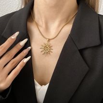 Sonne Anhänger Halskette Edelstahl Sun Ray Halskette Für Frauen Zierliche Gold Farbe Mode Hals Schmuck Geschenke Zubehör