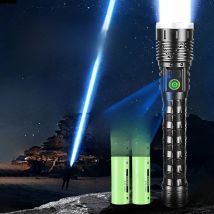 100000 Lumens Super High Power LED Flashlight Ultra Power Outdoor Rechargeable Hand Torch 5 Mode Type-C Charging  Lighting 2000m