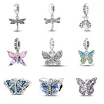 925 Sterling Silver Original Bracelet Fashion Bee Butterfly Owl Colorful Charms Beads Fine DIY Birthday Jewelry For Women