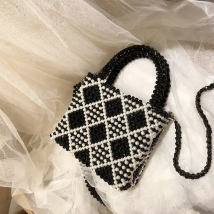 Diamond Bag Hand-woven Beaded Pearl Bag Crystal Bag One Shoulder Hand-held Stiletto Crossbody Bags for Women Luxury Designer