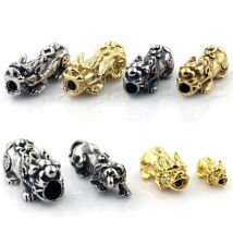 2pc/lot Vintage Brave Troops 316l Stainless Steel Fengshui Pixiu Spacer Beads Fit Men Bracelet DIY Jewelry Making Wholesale