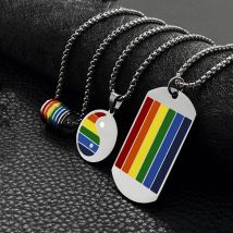 Fashion Titanium Steel Men And Women Personality Simple Rainbow Pendant Couple Titanium Steel Pendant Sweater Chain Hot Sale