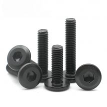 10/20/50pcs M4 M5 M6 M8 Black Carbon Steel Hexagon Hex Socket Hypotenuse Flat Head Drive Screw Bolt Down Side Furniture Screw