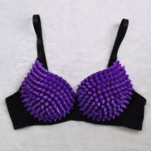 Purple Candy Color Punk Spike Stud Rivet Sujetadores Push Up Soutien Gorge Sexy Bra Women Bralette Brassiere For Club Dance Wear