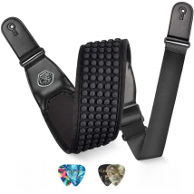 Lekato Adjustable Shoulder Strap Guitar Strap Leather Head Electric Guitar Strap Bass Belt 3.5Wide 6 Picks 3D Sponge Filling