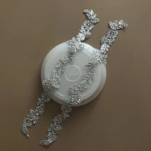 5Pcs Hot-Fix Rhinestone Silver Thread Lace Applique Narrow Lace Patch Wedding Dress Clothing Decoration Material diy Accessories