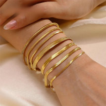 SUNIBI Classic Stainless Steel Snake Chain Bracelet for Women Gold Color Width 2/3/4/5mm Chain Bracelet Women Jewelry Wholesale