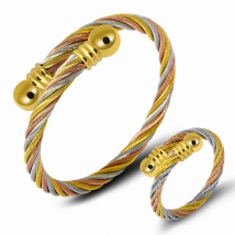 FYSARA Twist Wire Cable Jewelry Set Couple Bracelets Ring Multi Color Ttitanium Steel Ring Bangle Vintage Jewelry Set Custom