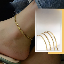 SUNIBI Stainless Steel Figaro Link Chain Anklets for Women Leg Cuban Ankle Hip Hop Rapper Foot Jewelry Wholesale/Dropshipping