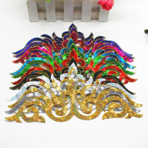 Iron On Sequined Patches Royal Crown Embroidered Patches Hair Accessory Paillette Flower Diy Cosplay Trims 24*8cm