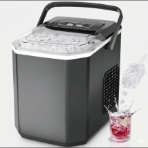 Macchina per cubetti di ghiaccio Nera, 15 kg/24 ore, ghiaccio tritato e pepita in 6 minuti, autopulente, apparecchio da tavolo 120 W