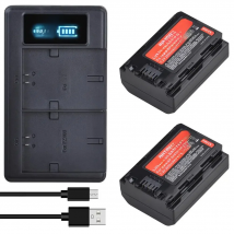 2pcs 2650mAh NP FZ100 NPFZ100 NP-FZ100 Battery + LED Dual USB Charger for Sony Alpha A7III A7R III A9 Alpha 9 A7R3 A6600 Cameras
