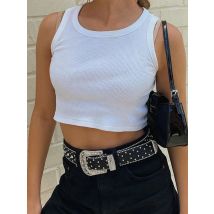 Tank Tops Sexy Crop Vest Solid Harajuku Korean Female Off Shoulder Knitted Khaki White Summer Women Tops