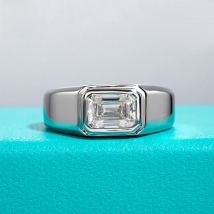 AnuJewel 2ct D Color Emerald  Moissanite Men Ring 925 Sterling Silver 18K Gold Plated Engagement Rings For Man Jewelry Wholesale