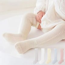 5 Pairs/set Baby Hollow Out Long Socks Breathable Mesh Cotton Princess Boneless Knee High Sock Summer Thin Newborn Socks 0-2Yrs
