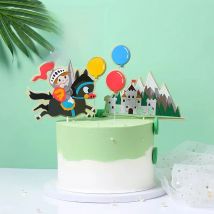 Happy Birthday Cake Topper Castle knight Prince Warrior Anniversaire Decor Flag DIY Baking Supplies Cupcake Toppers Baby Shower