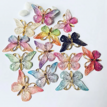 30Pcs/lots 38*22mm Resin Butterflies Figurine Crafts 1 Hole Flatback Cabochon Ornament Jewelry Making Bag Pen Hair Accessories