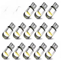 10 Pcs Car LED T10 W5W Canbus Glass COB 6000k Reading Dome Lamp Marker Wedge License PlateLight Bulb 168 194 192 DC 12V White