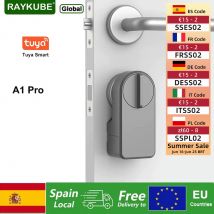 RAYKUBE A1 Pro Tuya Bluetooth Smart Door Lock Tuya/APP Smart Life Sblocco Nessuna perforazione richiesta Consegna dalla Spagna alla UE Countri