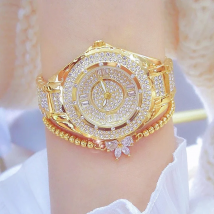 2025 Crystal Diamond Watches For Women Gold Original Elegant Ladies Watch With Bracelet Set Rose Gold Gift For Girlfriend Wife