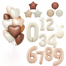 40Inch Cream Color Number Balloons 1-9 Large Figure Heart Helium Balloon for Kids Girls 1st Year Birthday Wedding Decor Supplies
