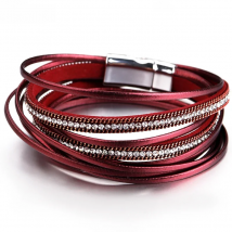 ALLYES Multilayer Leather Bracelets for Women Men Femme 6 Colors Magnet Clasp Crystal Bohemian Double Wrap Bracelet Jewelry