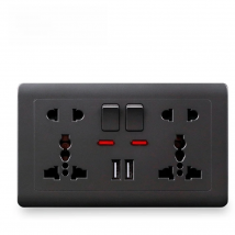 Delviz USB charging socket, 2.1A Dual USB Port, AC 110-250V, 13A Wall-mounted Multi-functional USB power Universal 5 Hole Outlet