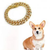 Rhinestone Dog Chain Collar Metal Strong Gold Cuban Link Dog Necklace Luxury Diamond Puppy Cat Collar Dog Jewelry Accessories
