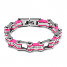 Colorful Bling Bicycle Chain Crystal Motor Biker Women Stainless Steel Bracelet Purple Pink Red Blue Gold Black Silver Color