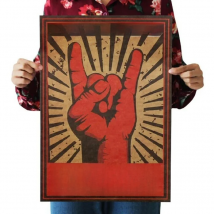 Continue To Rock and Roll Vintage Poster Rock Gestures Room Decor Metal Rock Painting Retro Kraft Paper Wall Stickers