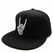 LDSLYJR Skull Gesture Embroidery Cotton Baseball Cap Hip-hop Cap Adjustable Snapback Hats for Men and Women 67
