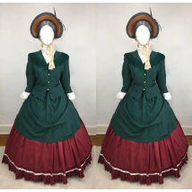 Victorian Christmas Dress Victorian Christmas Dickens Fair Caroler Costume Civil War Cress Duchess Two-piece Holiday Ball Gown