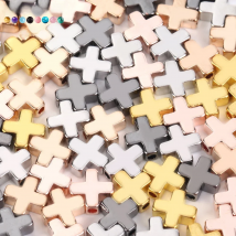 30pcs 6 8mm Colorful Copper Cross Shape Spacer Beads For DIY Jewelry Making Findings Charms Bracelets Necklace Accessories