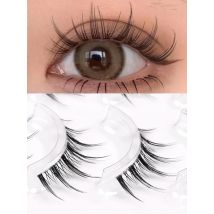 GROINNEYA Korean Manga Lashes 5 Pairs False Eyelashes False Eyelashes Natural Wispy Soft Lash Extension Comic Eye Clear Band