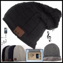 Wireless Bluetooth-compatible V5.0 Beanie Knitted Velvet Winter Hat Headset Speaker Mic Hand-free Music Mp3 Magic Warm Smart Cap