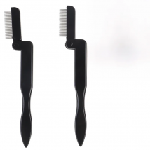 Eyelash Comb Black Foldable Eyelashes Extension Eyebrow Metal Dual Comb Brush Eye Lashes Beauty Cosmetic Tools
