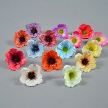 50Pcs 15Colors 7CM Artificial Silk Poppy Flower Heads For Wedding Decoration Hairpin Wreath DIY Accessories Festival Supplier