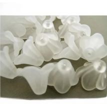 Free Shipping Wholesale 200pcs/lot White Lily Flower Frosted Acrylic Spacer Cap Charm Beads Lucite 14mmx10mm