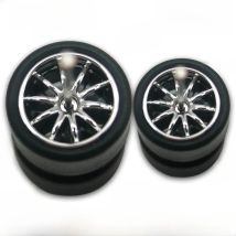 1/64 RLC Premium Wheels with Slick Tires for Hot Wheels RLC Muscle Car 10 Spokes Model Car Refitting Parts D:11mm+13mm (1 Set)